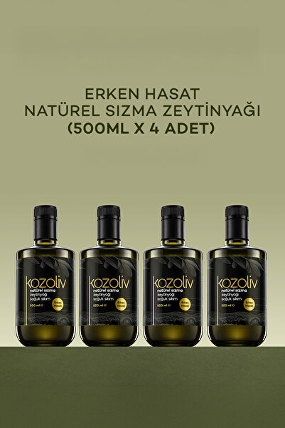 kozoliv 2025-26 Yeni Sezon Erken Hasat Soğuk Sıkım Zeytinyağı 4'lü 500 ML Cam...