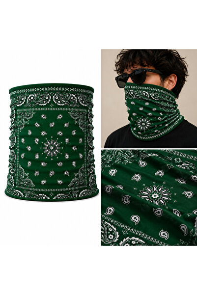 FG KONNİCHİWA Bandana Black Ethnic Bandana Face Mask and Neck Gaiter and Mult...