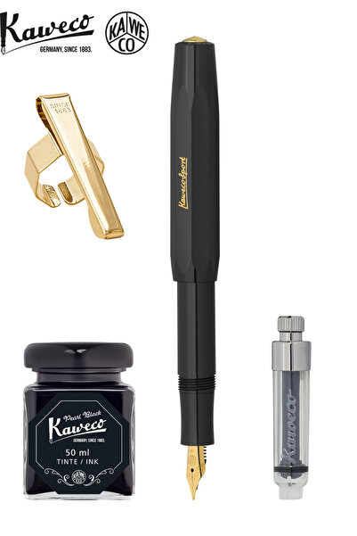 Kaweco Classic Sport Siyah M Dolma Kalem Seti | Mini Piston + 50 ml Siyah Mür...