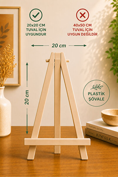 Palmiye Hobi Sanat Kırtasiye 20 CM Tuvale Özel Mini Plastik Şövale Portatif T...