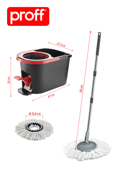 Proff Starex Pedallı Spin Mop Temizlik Seti 4 Yedek Mop Hediyeli
