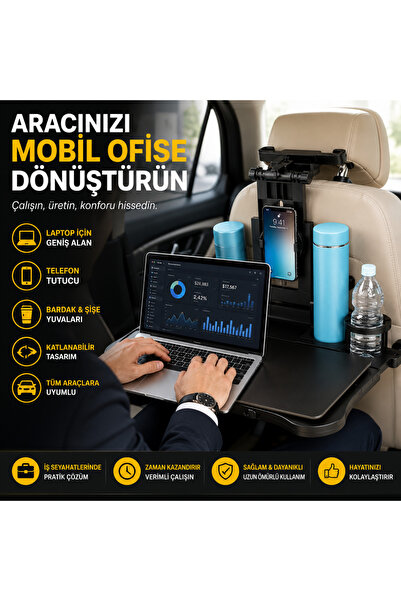 Polhammobile Polham Premium Araç Koltuk Arkası Masa Araç Laptop Standı Araç Yeme İçme Masası Standı Araç Standı