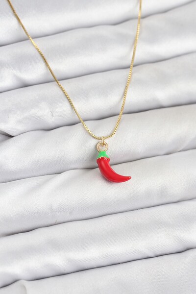 Inure Jewelry Brass Gold Color Red Capybara Pepper Model Women's Necklace