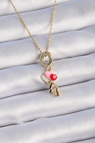 Inure Jewelry 316L Steel Gold Color Colorful Heart Figure Charm Model Women's...
