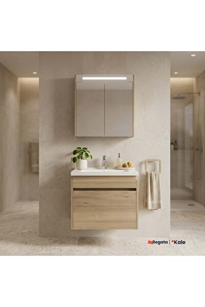 KALE Idea 2.0 65 cm Tek Çekmeceli Set Pasifik A (Lavabo Dolabı + Aynalı Dolap)