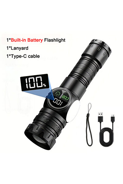 Choice Black Super Bright LED Flashlight USB Rechargeable Flash Light Long Ra...