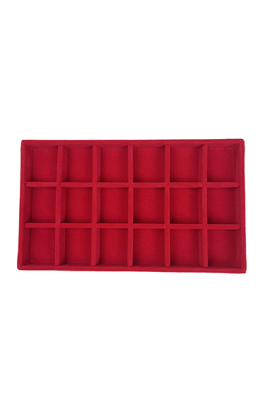 Choice 18 grid tray red 1PC, Flocking Jewelry Box Jewelry Tray, Color: Red