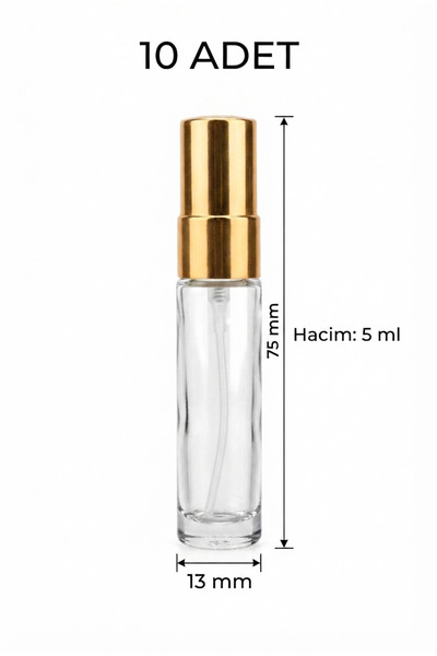 Parvati Cam Parfüm Şişesi 5 ml 10 Adet Vidalı Gold | Doldurulabilir Kolonya v...
