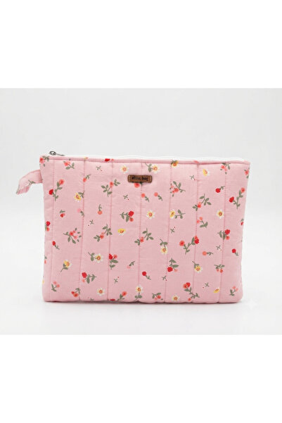Elisss Design Pembe Çiçek Desenli Macbook Ipad Tablet Laptop Taşıma Çantası D...