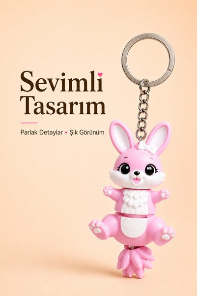 Generic Brand Cute Pink Rabbit Figured Movable Keychain – Bag and Key Accessory