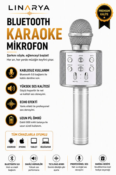 linarya Ws-858 Karaoke Mikrofon Dahili Hoparlörlü Usb Flash Tf Kart