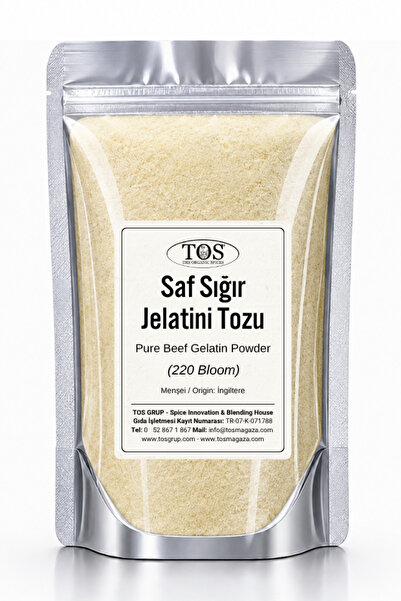 TOS The Organic Spices Saf Sığır Jelatini Tozu 50 gr (1. KALİTE) Pure Bovine ...