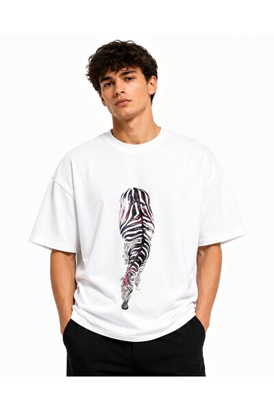 Inscriptie Ουνισέξ Βαμβακερό T-Shirt Υψηλής Ποιότητας "Ζέβρα νέον 2 "