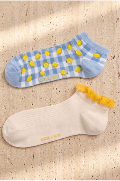 BONY SOCKS Ženske dvodijelne čarape Lemon Sa deznom Step