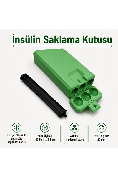 İNSÜLİN SAKLAMA KUTUSU 3 GÖZLÜ - YEŞİL