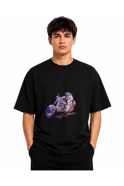 Inscriptie Unisex Premium Cotton Casual T-Shirt "Motorcycle Decal"