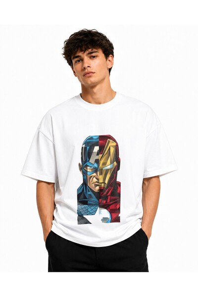 Inscriptie Tricou Unisex Bumbac Premium Casual " Capitanul America & Omul de ...
