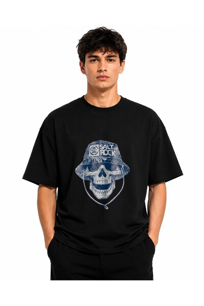 Inscriptie Tricou Unisex Bumbac Premium Casual " Skull with bucket hat "