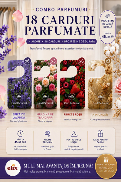Elix Pachet combo 18 Odorizante parfumate tip card pentru dulap si haine – 6x...