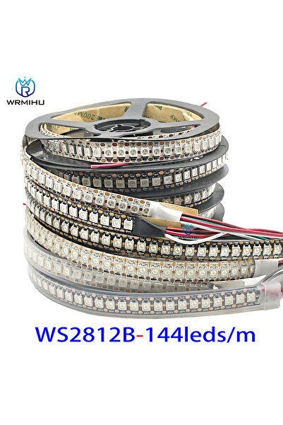 WRMIHU لوحة دوائر مطبوعة سوداء IP30 بطول 1 متر WS2812B 144 مصباحًا تيار مستمر...
