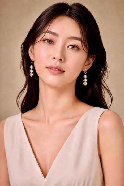 Camellie KY Jewels Crystal Clear Orbit Earrings | Şeffaf Premium Kristal Altı...
