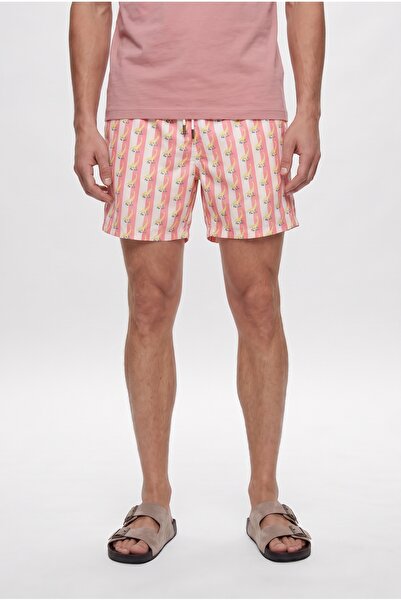 Tween Regular Fit Pink Printed Shorts Swimsuit