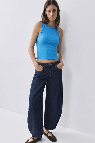 COTENCONCEPT Ribbed Fitted Viscose Blend Strap T-Shirt