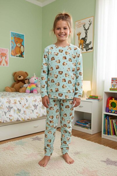 Fulla Moda Teddybär-gemustertes Fleece-Pyjama-Set für Kinder, Unisex
