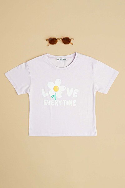 Fulla Moda Love Every Time Printed Girls' Crop T-Shirt