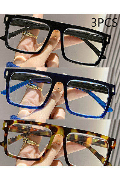 Choice44 +200 3BlackBlueDemi 2/3PC نظارات قراءة عصرية جديدة بإطار كبير مربع ب...