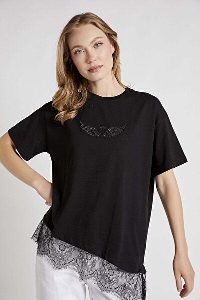 Arma Life Armalife 6992 Bi̇s Collar Stone Printed Skirt with Lace Detail Wome...