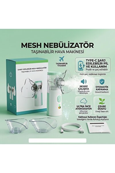 TeknoClass TKN-H11 Şarjlı Nebulizatör Taşınabilir Mesh Hava Makinesi 2 Başlıklı