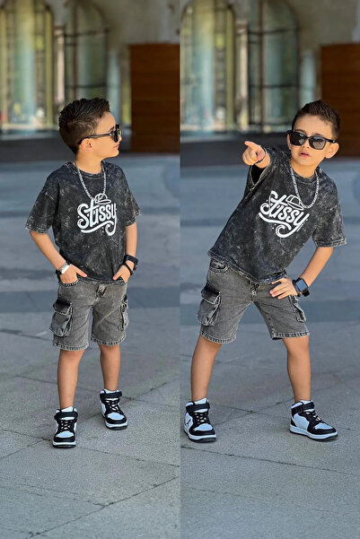 Minigimin Cicileri طقم شورت جينز قابل للغسل للأولاد من مينيجيمين سيكليز ستيسس...