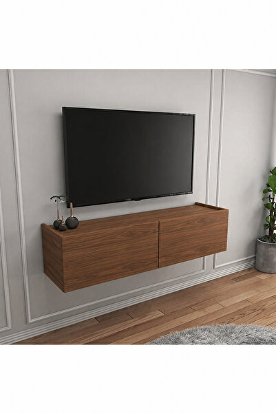 Egecan Mobilya Ceviz 90 cm Tv Ünitesi Tv Sehpası Duvar Rafı Kitaplık