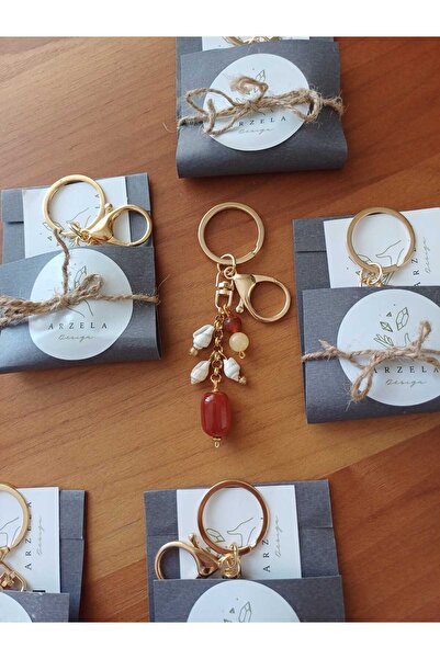 arzela Natural Stone Agate Keychain Love Affection Peace Charm Bag Ornament Copper Wire Steel Chain