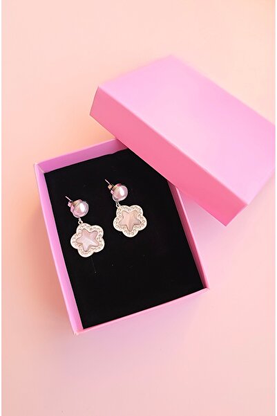MİLUNXTE Pearl Detailed Stone Star Earrings – Silver Color Modern and Sparkli...