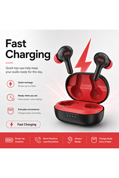 Hmd سماعات أذن لاسلكية حقيقية DUB P50، مشغلات صوت 6 مم، تقنية AI-ENC، وقت تشغ...