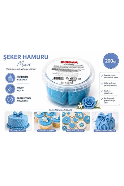 ŞEKER & SUGAR Şeker Sugar MAVİ Şeker Hamuru 200 gr