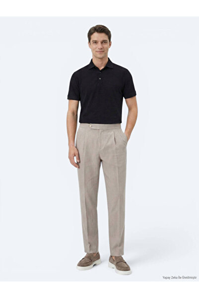 Kip بنطلون كاجوال من مزيج القطن من نوع Dark Mink Woven Carrot Fit