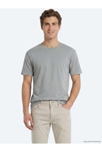 Kip Tricou kaki cu guler rotund