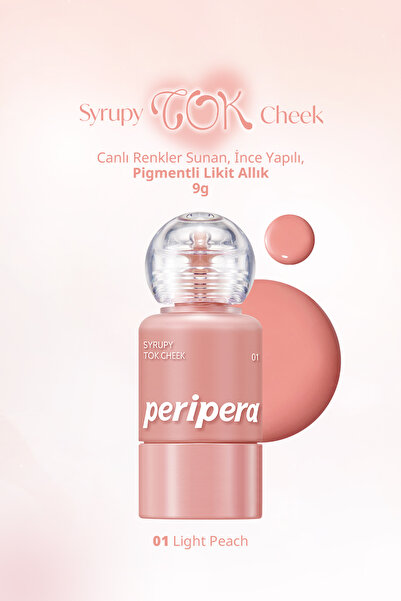 PERIPERA İnce Yapılı, Ciltle Bütünleşen, Pigmentli Likit Allık Syrupy Tok Che...