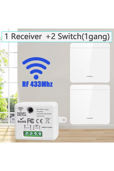 Choice 1 Receiver 2 Switch Wireless Light Wall Switch Relay Receiver RF 433Mh...