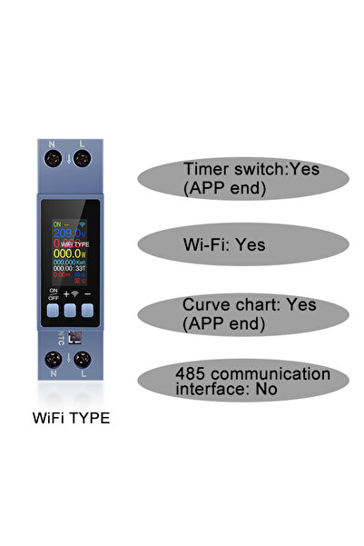 choice2 عداد طاقة ذكي KWS-303WF Tuya WiFi 8 في 1، قاطع دائرة كهربائية، تيار م...