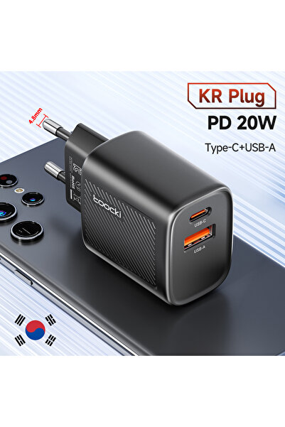 Choice3 شاحن حائط توكي KR أسود بقوة 20 واط مع منفذ USB-C وتقنية Power Deliver...