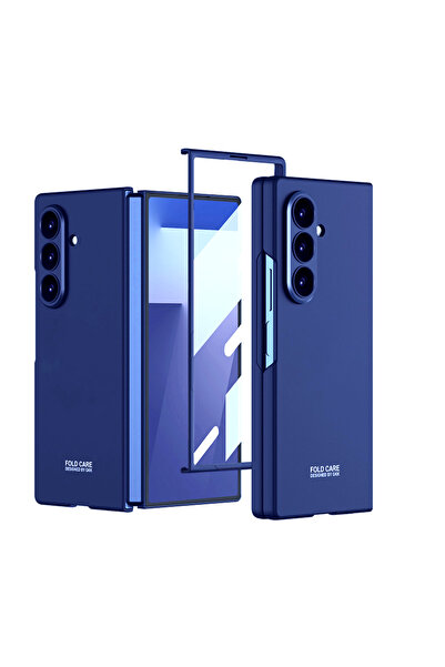 Choice غطاء هاتف بلاستيكي مقاوم للصدمات باللون الأزرق لـ Galaxy Z Fold7 وZ Fo...