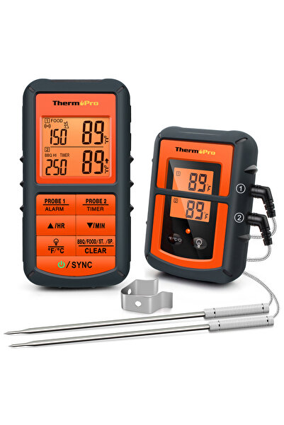 Choice TP08C ThermoPro TP08C مقياس حرارة لاسلكي مزدوج المجس بإضاءة خلفية 150 ...