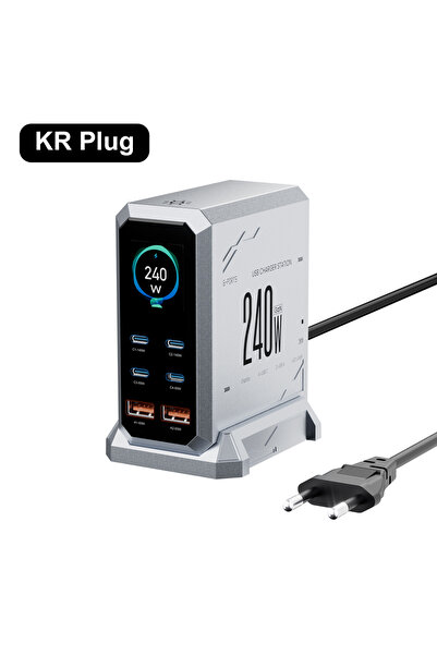 Choice شاحن كوري 240 واط GaN 6 في 1 140 واط PD3.1 PPS USB Type C شاشة رقمية م...