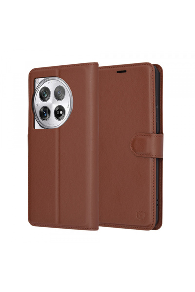 Oneplus Husa pentru 12, Techsuit, Leather Folio, Maro