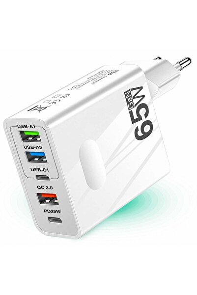 Timebox Încărcător de rețea cu 5 porturi, 65W, încărcare rapidă, 3 x USB 2.0,...