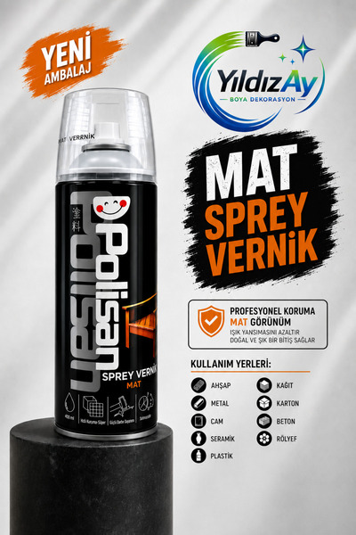 Polisan Vernik Sprey Akrilik Şeffaf Mat 400 ml (rölyef tablo vb. için uygun)
